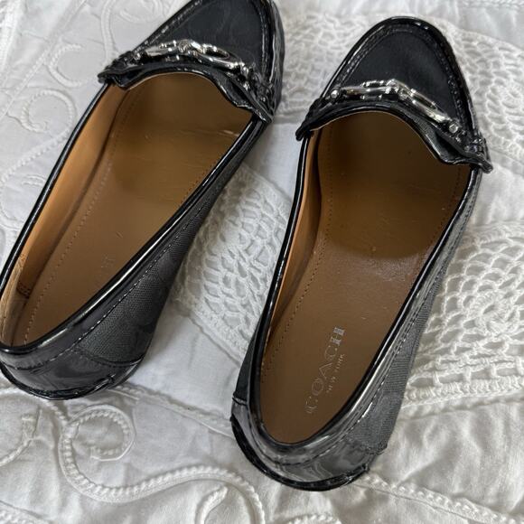 Coach Fortunata signature canvas/patent leather flats black 7.5 - Picture 4 of 7